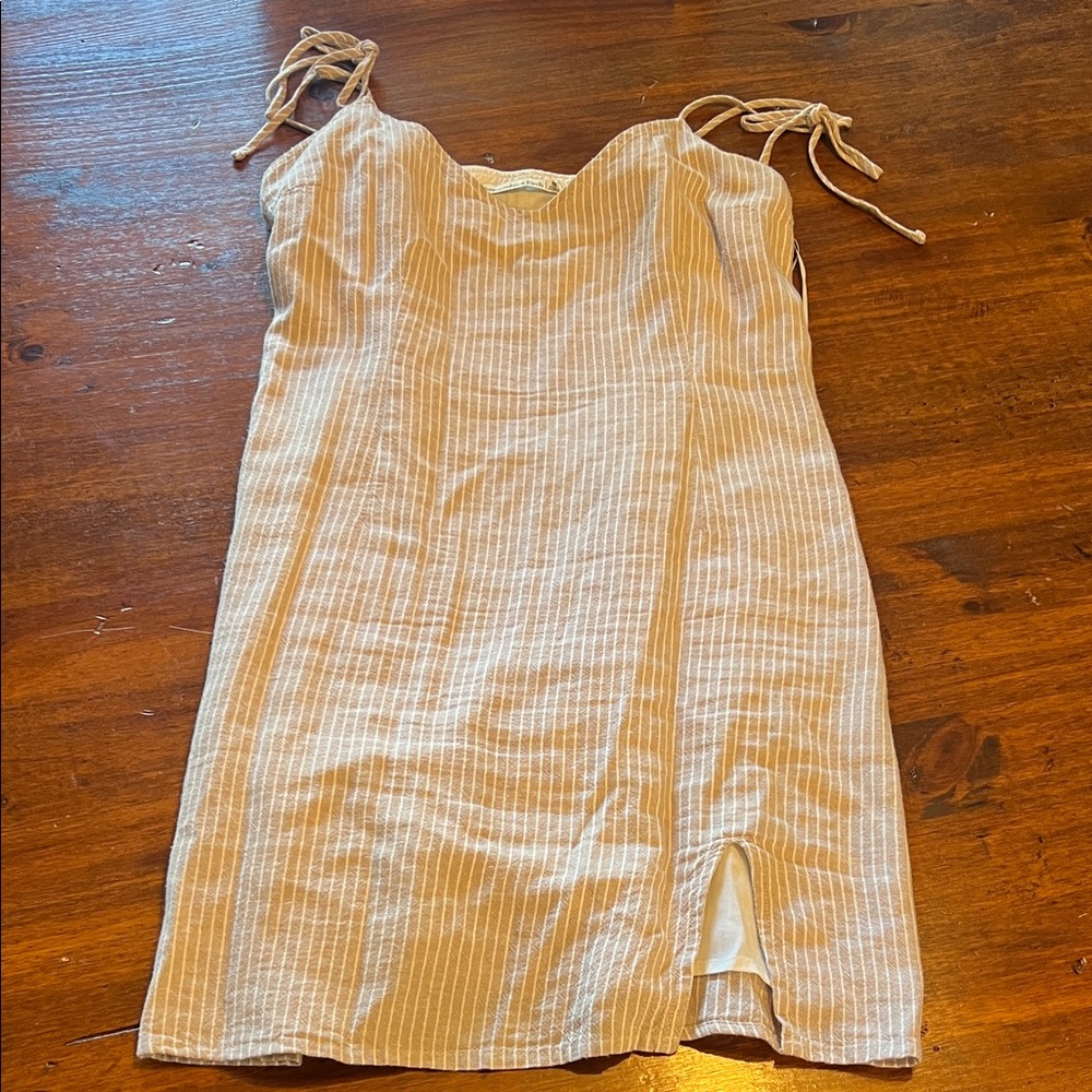 Tan Striped Abercrombie & fitch Sleeveless Dress